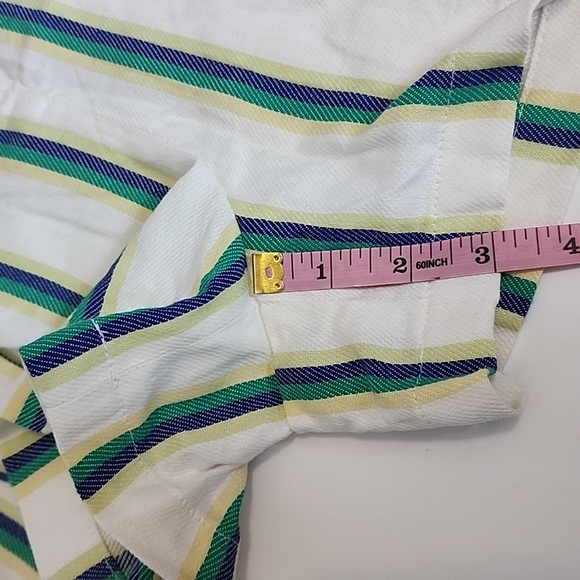 Halogen Paperbag Ivory-Blue Dune Striped  Short/ Size M - Picture 11 of 15